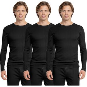 Heren thermoshirt 3- pack Heat Booster kleur zwart maat XXL