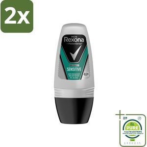 Rexona Men - Sensitive - Deo Roll-on - Anti-transpirant - 50 ml - Voordeelverpakking - 2 stuks - Deodorant - Antitranspirant