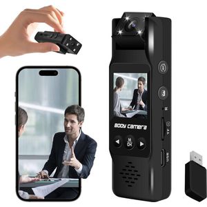 MKSS® Bodycam - Action Cam - Bewegingsdetectie - 180º Draaibare Lens - Bodycam Politie - Spycam - 4K