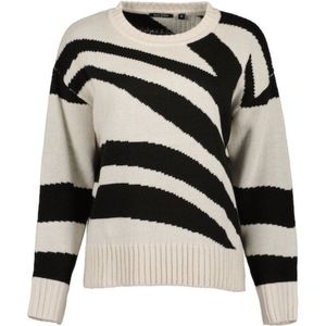 Blue Seven dames trui - gebreide trui ronde hals - 247830 - beige print - maat 44