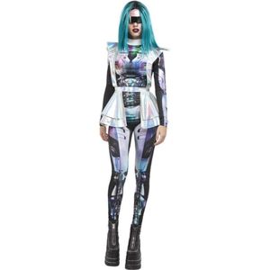 Smiffy's - Science Fiction & Space Kostuum - Mars Astronaut - Vrouw - Zwart, Wit / Beige, Zilver - Medium - Carnavalskleding - Verkleedkleding