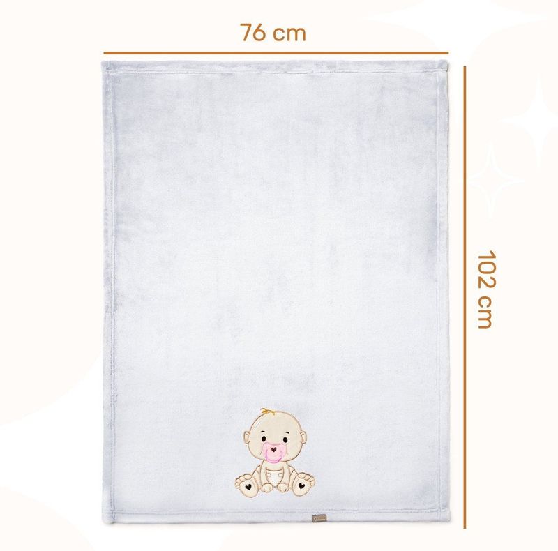 Be Mammy - BE20-168 - Kinderdeken - Lichtgrijs - Met 3D-applicatie