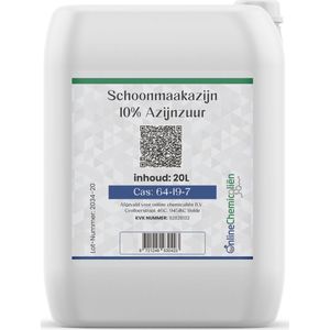 Online chemicaliën Schoonmaakazijn 20 L - Schoonmaakazijn onkruid - Ontkalken - wasverzachter - ontvetten - Allesreiniger - Hoogwaardig azijnzuur