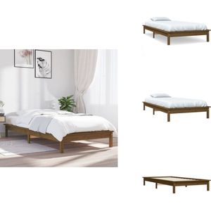 vidaXL Bedframe - Bedframes - Bed - Bedbodem - Bedframe massief grenenhout honingbruin 90x200 cm