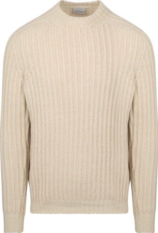 Suitable - Pullover - Ecru - Gekookte Wol - Heren - Modern-Fit