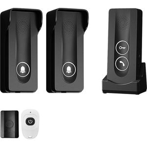 Doorsafe 1902 | Draadloze deurbel intercom / parlofoon met regenkap | werkt op 5V of op meegeleverde batterijen | met 2 x deurbel | draadloze unlock module | zwart
