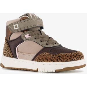 Blue Box hoge meisjes sneakers met panterprint details bruin - Maat 22