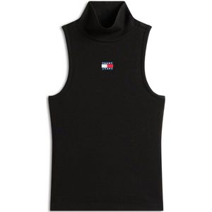 Tommy Jeans Top Tjw Slim Sh Badge Rib Tank Dw0dw21840 Bds Black Dames Maat - L