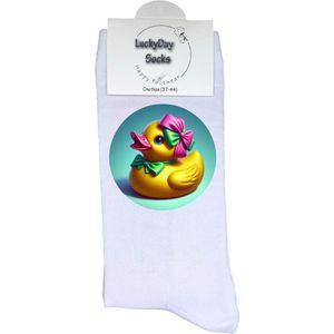 Eend - Opkikker - Grappige sokken - Valentijns cadeau - Verjaardag cadeau - Grappig - Strikken - Leuke sokken - Vrolijke sokken - Kleurrijk - Kerst Sokken - Vaderdag - Moederdag - Kerstcadeau - Socks die Happy maken - 37-44