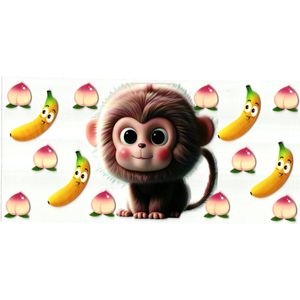 UV DTF cup sticker - stickers - beker - cup - koffie - drinkbeker - sticker - aap - banaan - aapje - bananen - uv sticker - hobby - stikker - zelfklevende sticker - leuk voor op drinkbeker - beplakken op alle objecten - leuk voor op je koffer