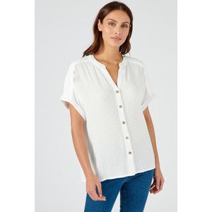 Damart - Blouse in crêpestof met plumetis, *zuivere viscose Lenzing(TM) EcoVero(TM) - Dames - Wit - 40