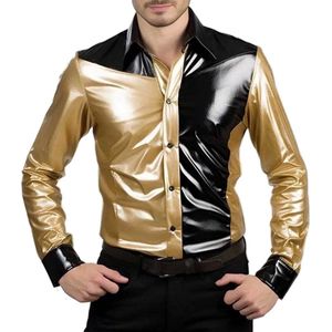 Glanzende overhemd dubbele kleuren - Feest Blouse - Black and Gold - Feestdagen - Heren shirt - 70s 80s 90s