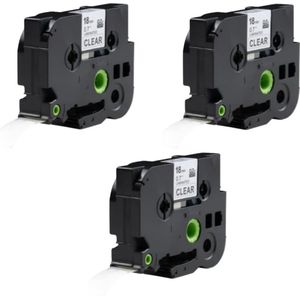 Label Tape Geschikt voor Brother TZe-131 | 12 mm x 8 m | Zwart op Transparant - 3 stuks - Geschikt voor: GL-100 PT-1830 PT-7100VP PT-D600VP GL-200 PT-2030 PT-7500VP PT-E100VP GL-H105 PT-2100VP PT-7600 PT-E300VP PT-1000 PT-2420PC PT-9500 PT-E550W