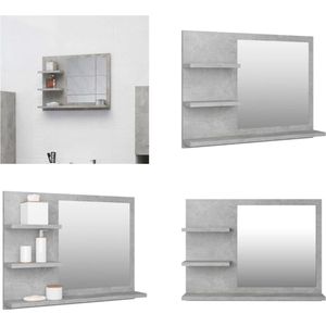 vidaXL Badkamerspiegel 60x10-5x45 cm spaanplaat betongrijs - Spiegel - Spiegels - Badkamerspiegel - Badkamerspiegels