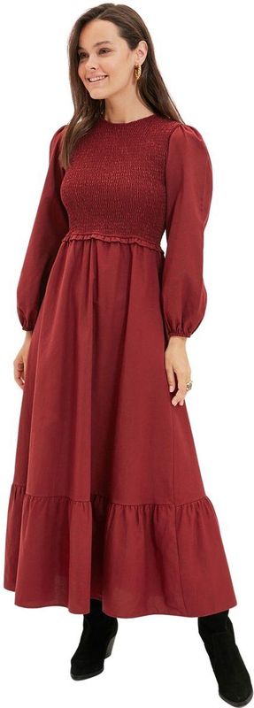 Trendyol Vrouwen Ontwerp Maxi Skater Regelmatige Geweven Bescheiden Jurken, Donkerblauw, 62