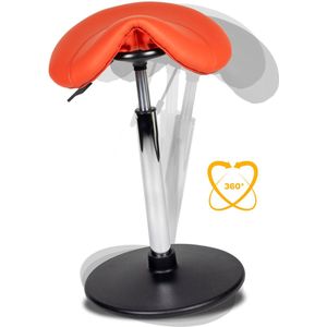 Ergonomische balanskruk, wiebelkruk, zit-sta kruk, zadelkruk, stahulp | hoog model in de kleur oranje.