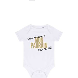 Body Bébé – ""Veux-tu devenir mon parrain ?"" – 100 % coton – Taille 3-6 mois – Cadeau parrain
