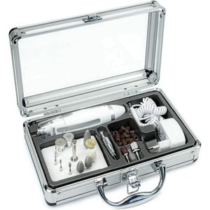 Manicure Pedicure Set DELUXE Voor Heren en Dames Professionele Hand en Voetverzorging Voor Thuis en Onderweg 15 Hoogwaardige Opzetstukken Van Chirurgisch Staal Met LED Lampje