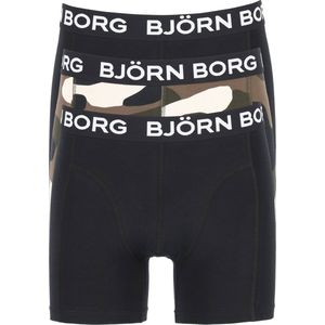 Björn Borg boxershorts Core (3-pack) - heren boxers normale lengte - zwart - camouflage print en zwart -  Maat: L