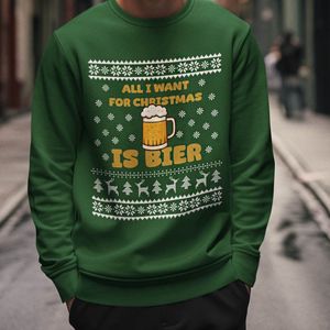Foute Kerst Trui Groen All I Want For Christmas Is Beer XS