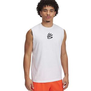 Under Armour Curry Mouwloos T-shirt Wit L Man
