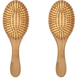 2stuks - Houten Hoofdhuid Massage Borstel - Haarborstel Antiklit - Alle Haartypes - anti haarbreuk - Haarborstel van hout - Hoofdhuidmassage Natuurlijk - haarborstel antiklit dames en heren - Haarborstels Voor Vrouwen - Borstel - Anti statisch