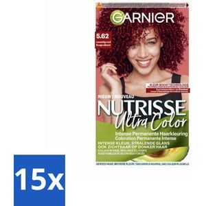 15 x Garnier - Nutrisse Ultra Color 5.62 - Haarkleuring - Levendig Rood - Voedend - Permanente Kleur - Haarkleuring - Rood - Permanent - Grijsdekking - Voedend