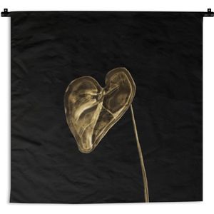 Wandkleed - Hart - Blad - Goud - 120x120 cm - Wandtapijt