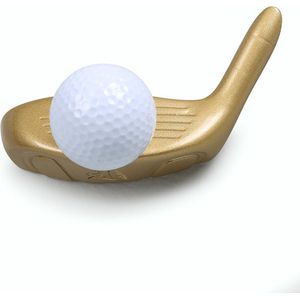 Antartidee - wandhaak - kapstok - golf - hybrid golfclub met golfbal - goudkleurig - wit - italiaans design - handwerk - polystone