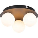 QAZQA cederic - Moderne Plafondlamp - 3 lichts - Ø 23 cm - Zwart - Buitenverlichting