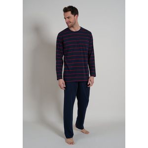 BUGATTI heren pyjama O-hals - donkerrood gestreept - Maat: XL