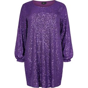 ZIZZI MELSA, L/S, SHORT DRESS Dames Jurk - Purple - Maat L (50-52)