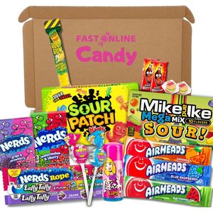 Amerikaanse snoep box - 18 delig - Amerikaans snoep - Zoet - Airheads - Sour patch kids - Nerds - Laffy Taffy - Nerds - Populair door TikTok - Populairste Amerikaanse Snoep
