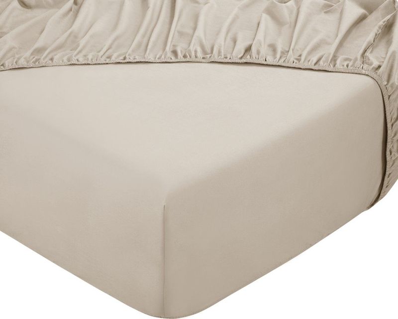 DoubleDry - Hoeslaken - Licht Beige - 180x200 cm - 100% Natuurlijk Katoen - Rondom Elastiek