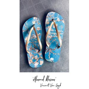 Owniez Flip Flops - Vincent van Gogh 'Amandelbloesem' Slippers - Dames - Comfortabele en Duurzame Slippers - Maat 39/40
