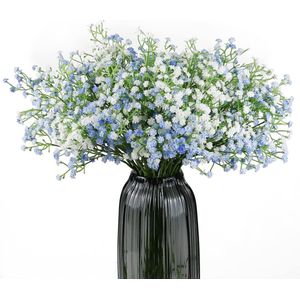 52 cm kunstmatige Gypsophila, 10 kunstmatige Gypsophila blauw en wit voor thuiskantoor bruiloft decoratie boeketten bloemstuk