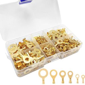150 stuks kabelschoenen elektrisch oog messing ring kabelschoenen krimpterminals ringkabelschoenen voor huishoudelijke apparaten M3 M4 M5 M6 M8 M10 Zwart S