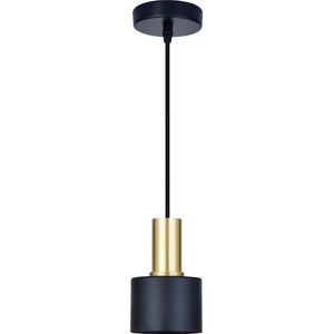 LETT® NUNO Hanglamp - Ø 10 x 16 cm - E27 - Mat Zwart / Goud Messing