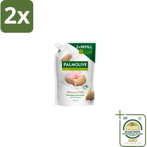 Palmolive – Handzeep Navulling – Naturals Almond Milk – 500 ml - Voordeelverpakking - 2 stuks - Vegan handzeep - Verzorgende handzeep