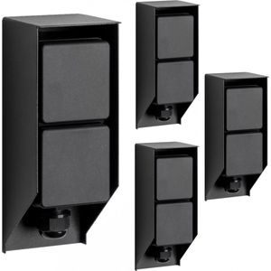 Set van 4 - Tuinstopcontact - Zwart - Double Wall - Buitenstopcontact met IP44 rating