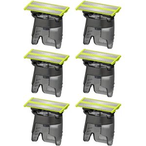 Set van 6 Vervangmesjes voor Philips OneBlade QP2520/QP2630 - Geschikt voor Alle OneBlade Modellen - Duurzame en Waterbestendige Scheerkoppen