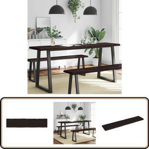 vidaXL Tafelblad - Eikenhout - 180x40x(2-6) cm - Donkerbruin Eikenhouten Tafelblad - Tafelblad Vervangen - Salontafel - Eetkamertafel - Vintage Tafelblad