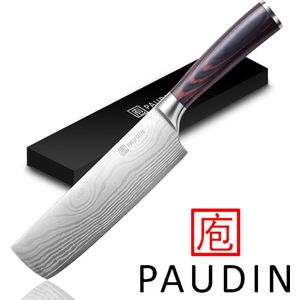 PAUDIN N6 Professioneel Nakiri Mes 17,5 cm - Groentemes - Japans mes - Koksmes - Damascus Patroon