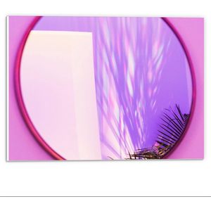 Forex - Roze Spiegel met Grassen - 40x30cm Foto op Forex
