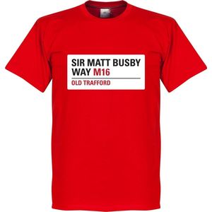 Sir Matt Busby Way Sign T-Shirt - Rood - S