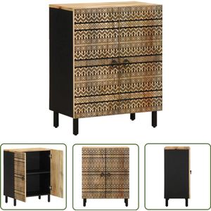 The Living Store Dressoir 60x33,5x75 cm massief ruw mangohout - Dressoir - Commode - Mangohout - Industrieel Design - Vintage