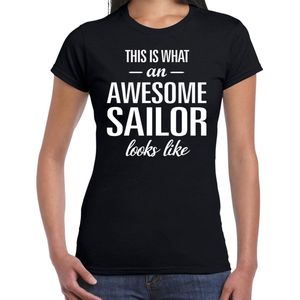 Awesome sailor / geweldige matroos cadeau t-shirt zwart - dames -  matrozen kado / verjaardag / beroep shirt L