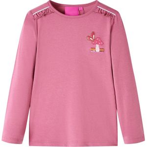 vidaXL - Kindershirt - met - lange - mouwen - 116 - frambozenkleurig