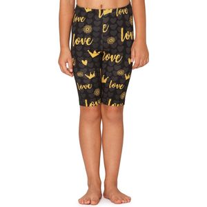 Merry Style Meisjes Leggings - Sport - Vrijetijdsbroek - Korte - Katoen - Grafiet/Liefde en Kroon - 110 - MS-MS10-406-LE