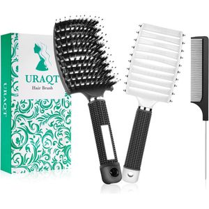 Haarborstel Set voor Lang en Krullend Haar | Natuurlijk Zwijnenhaar | Professionele Ontwarrende Kam | 2 Stuks